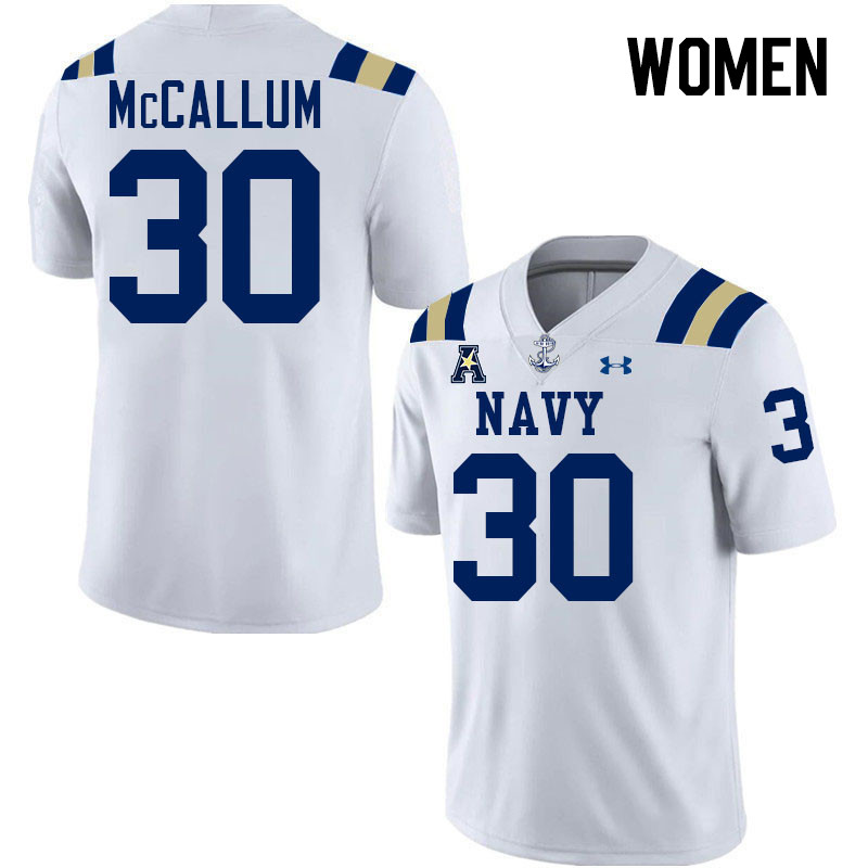 Women Navy Midshipmen #30 Napoleon McCallum College Football Jerseys Stitched-White